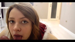 Sexy Santa Crawls to Him for BJ and Hard Holiday Sex