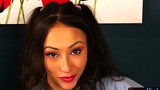 Voyeuristic college sluts tease temp