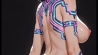 Cute Brunette Moaning and Show Tongue, Ai Animation
