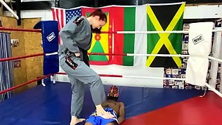Merciless ball busting punishment for pitiful black servant