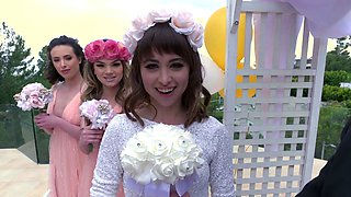 Intimate POV: Hot Bride and Her Naughty Bridesmaids in a