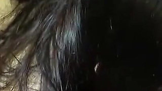 Full Face Reveal Black Hair Elegant Beauty Flashing Peace Sign Sloppy Blowjob Leads to Creampie