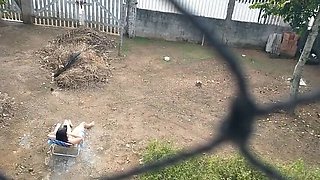 Amateur Brazilian Couple: Naughty Wife Flashing Naked in Front Yard