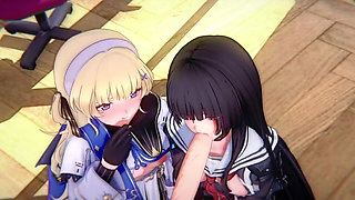 Wuthering Waves- Chisa X Phoebe FFM Rough Sex BDSM - 3D Hentai Animations