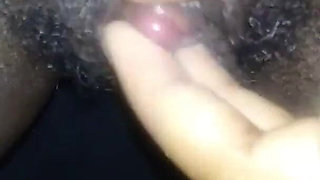 Close up Stroking My Big Clit Hairy Wet Pussy