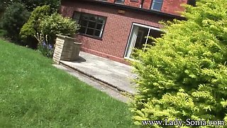 Lady Sonia Big Tits Naked Housewife Sunbathing in Garden
