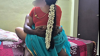 My Desi Sexy Neighbour Wife in Saree and Red Blouse Handjob & Riding My Cock Sex