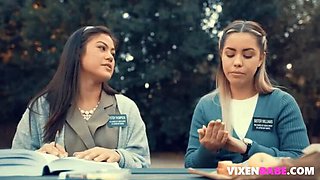 Hot Lesbian Church Girls Alina Lopez & Kendra Spade Scissoring and Pussy Licking