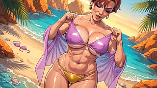 Sexy Big Boob MILFs at Beach