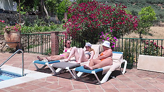 Mature Swingers Holiday Pool Side Reverse Gangbang