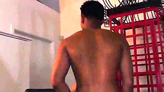Handsome stud performs bukkake on his face