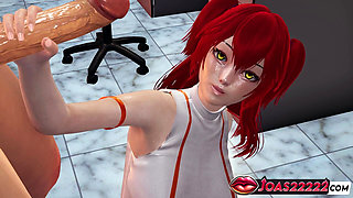 Nena Trinity: Big Tits Lab Assistant in 3D Animation - Indulge in a Standing Handjob for Big Dick Service, Glory Hole