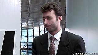 Fake-boobed blonde Jazy Berlin is jumping on a massive penis