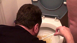 Eating soup with her piss