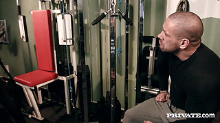 Gorgeous maid Julia Roca gets wet in the shower and takes a good hard fucking