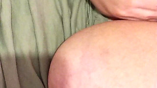 Wet Pussy Cums on Big Tits