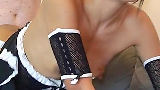 Catwoman Slim Asian Maid Ravaged by Big Cock and Swallows All the Cum