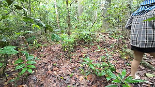 Thai Girls Walking and Talking and Picking Mushrooms in the Forest, Secretly Showing in the Deep Forest Clear Thai Voice