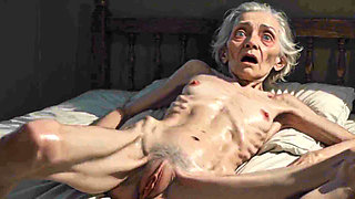Extremely Skinny Old Granny Hairy Bush Masturbation - Wet Hairy Pussy Rubbing & Orgasm