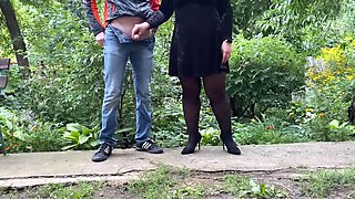 My chubby mature mother-in-law takes charge outdoors