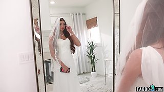 Nervous teen bride calming herself down