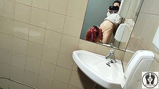 Fucking at Public Toilet Standing Doggy Fuck Facial Cumshot