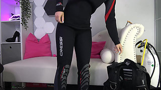 Fetish Clip Featuring a Wetsuit, Vest, Scuba Tank and Toy