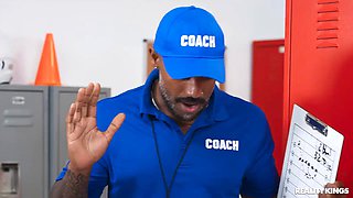 Shemale in Glasses Pounds the Football Coach