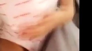 Glamour babe with big boobs masturbates in lingerie