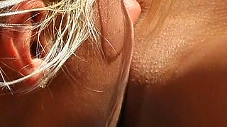 Flexible Blonde with Big Tits Licks Her Own Pussy