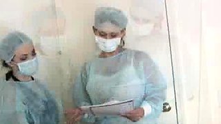 Nurses jerk and suck off Johhny to get a semen sample,