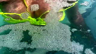 Artemisia Love Flashing Her Perfect Big Tits Underwater and Smoking a Cigarette