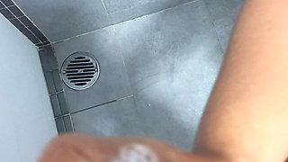 Sensual Red Nails Soapy Shower Handjob