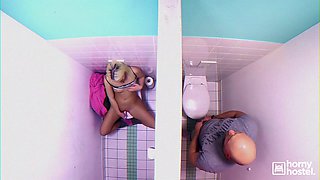 The Bathroom Stall - Blonde Teen 18+ Loves Hardcore Sex In Public Toilet
