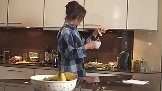 Mature Petite Surrenders to Brunette Blowjob Heat