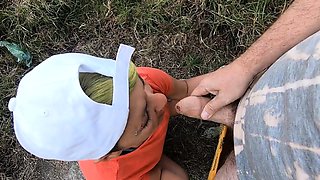 Amateur Blowjob in the Garden