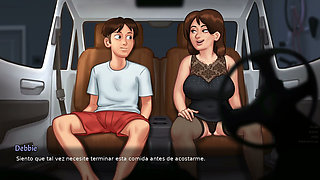 Stepmom and stepsister share tenant's cock - summertime saga