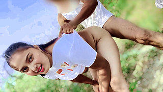 Cute Little Sali Fucking so Hard by Her Jija in Outdoor Farms