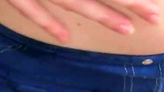 Horny Brunette Masturbates with Kitchen Faucet