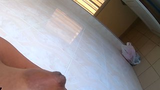 Busty blonde amateur takes creampie pov