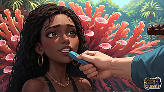 Sultry Ebony Likes Gullet Orgy on a Tropical Paradise While Her Paramour Gives Her Amazing XXX, Soddening Her in