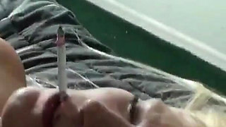BBW smoking MILF fucks her handicapped stepson