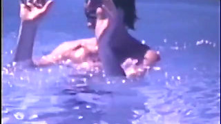 Outdoor interracial orgy fuck by the swimming pool