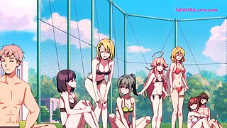 Cutie straddles cock on track as crowd cheers sweaty handjob