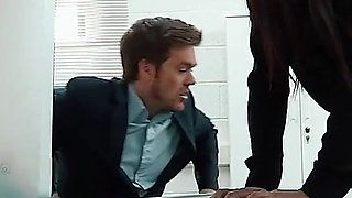 Sexy Ebony Babe Sade Rose Is a Hot Secretary Who Fucks Her Boss and Gets Her Pussy Covered in Cum