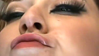 Black and white nail slutty bitch gets her face fucked and cum all over