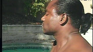 Ebony Hottie Janet Jacme Was Drilled and Got Her Curvy Ass Creamed Near the Pool by Famous Producer