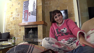 Sofa, blanket and sex with horny Lucia Nieto