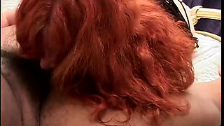 Guy gets wild BJ from chunky old broad in his room