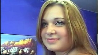 Horny busty blonde babe with big boobs